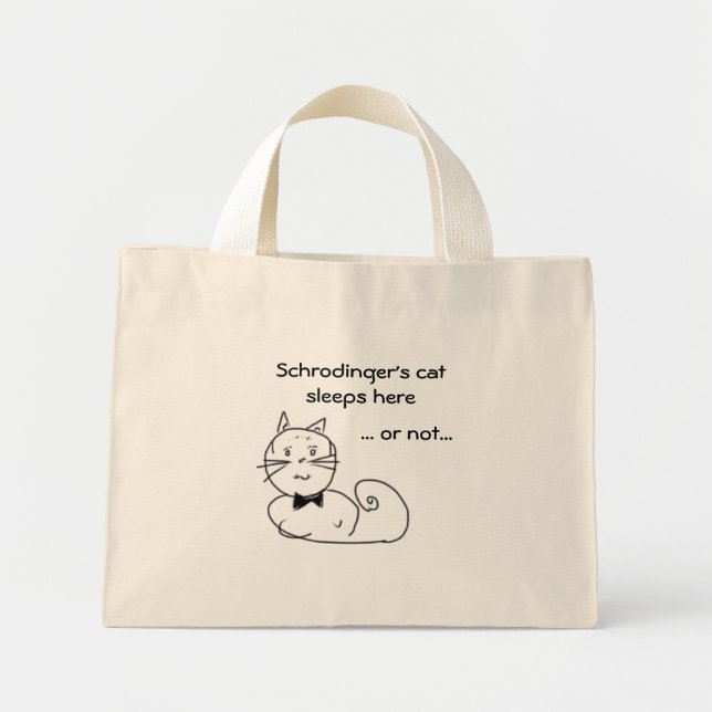 Mini Tote Bag Le chat de Schrodinger dort ici... (Devant)