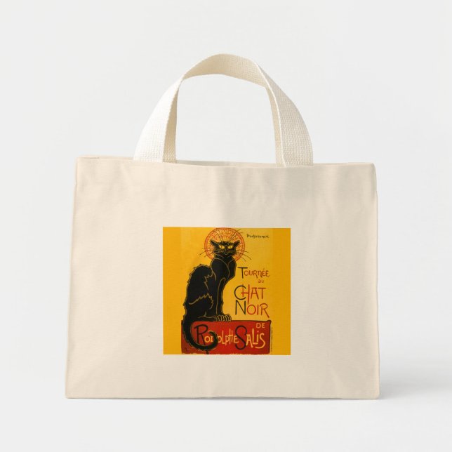 Mini Tote Bag Le Conversation Noir Le Chat Noir (Devant)