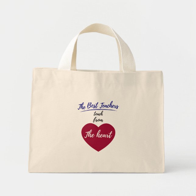 Mini Tote Bag Les meilleurs professeurs enseignent du coeur (Devant)