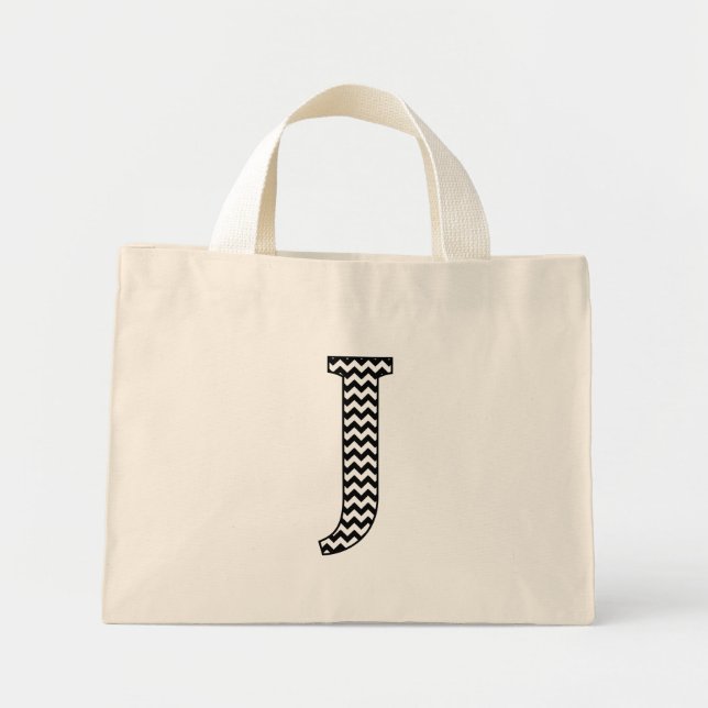 Mini Tote Bag LETTRE COVRIN NOIR ET BLANC J MONogramme (Devant)