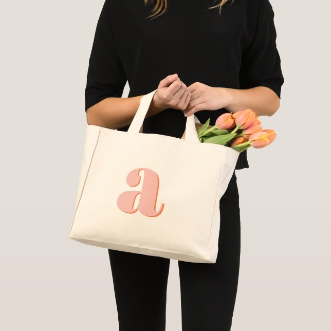 Mini Tote Bag Lettres Rétro Monogrammées Rose Pâle Orange (Devant (produit))