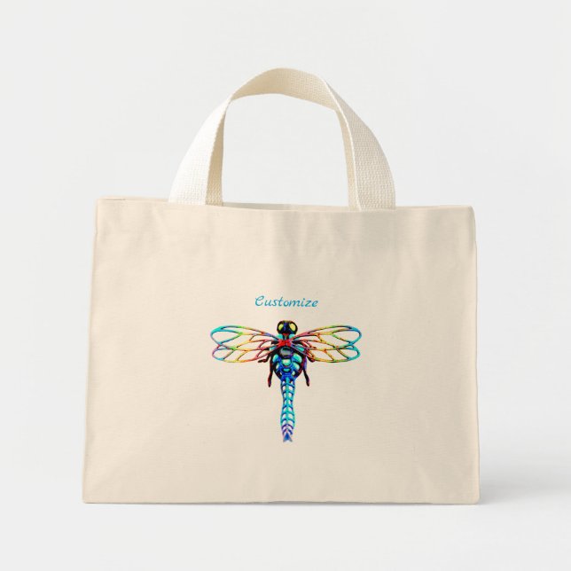 Mini Tote Bag libellule iridescente multicolore (Devant)