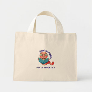 Mini Tote Bag Livre Nerd Lecture Lover Livre Worm mignon dessin