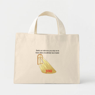 Mini Tote Bag Livres Sont Miroirs Citation Lecteur Fenêtre Jaune