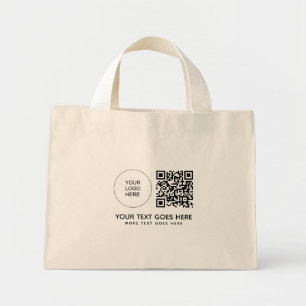 Mini Tote Bag Logo de l'entreprise Code QR Code à barres Impress