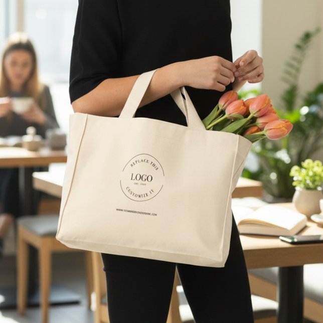 Mini Tote Bag Logo de site Web d'entreprise Simple  (Custom, plain tote bag with logo and website )