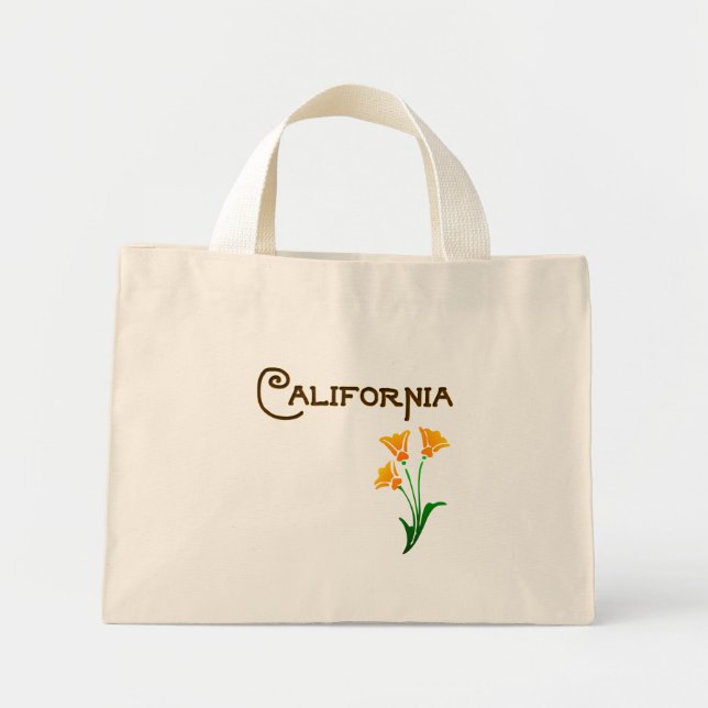 Mini Tote Bag Los Angeles California Poppy Deco Fourre-tout (Devant)