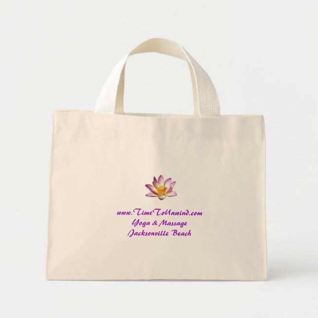 Mini Tote Bag lotus, www.TimeToUnwind.comYoga & MassageJackso... (Devant)