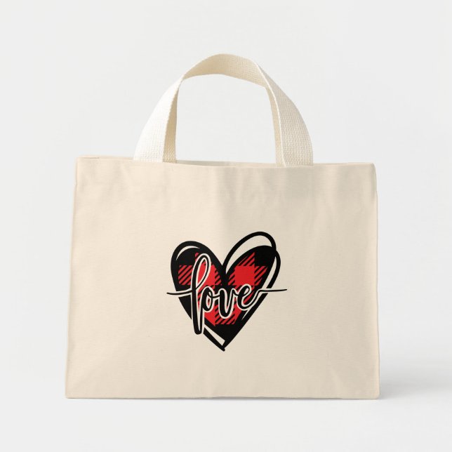 Mini Tote Bag LOVE HEART buffle plaid (Devant)