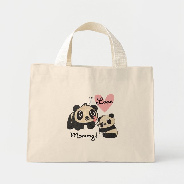 Mini Tote Bag Maman d'amour des pandas I (Devant)