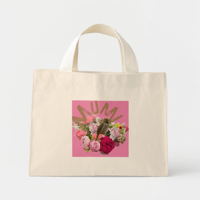 Mini Tote Bag Maman ! Fleurs (Devant)