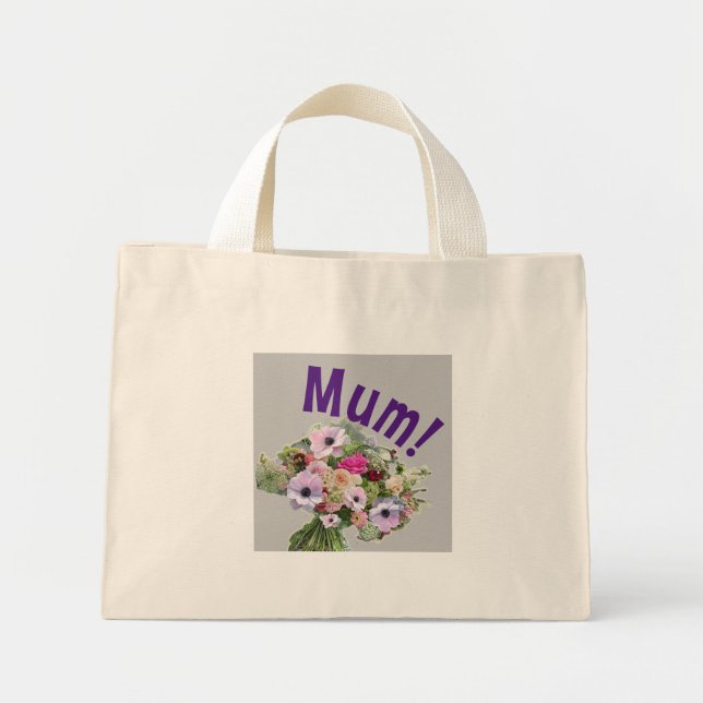 Mini Tote Bag Maman ! Fleurs (Devant)