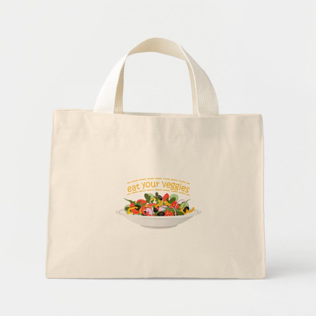 Mini Tote Bag Mangez vos Légumes Citer salade fraîche mélange bo (Devant)