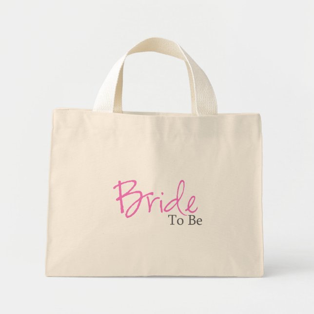Mini Tote Bag Mariée à être (script rose) (Devant)