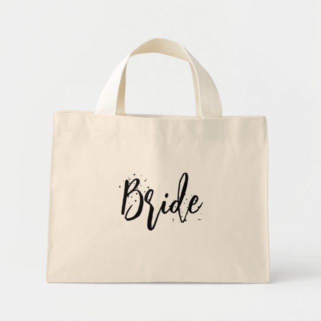 Mini Tote Bag Mariée Mignon Amusant Calligraphie Script Simple N (Devant)