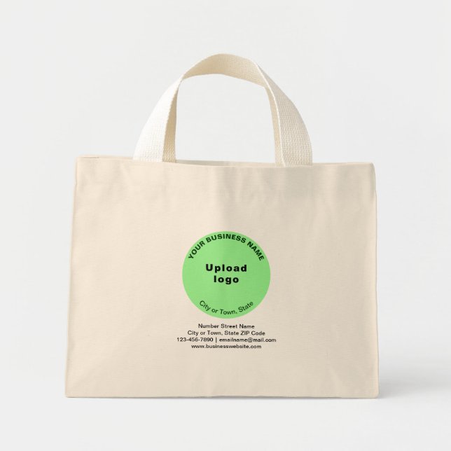 Mini Tote Bag Marque commerciale de forme ronde vert clair sur (Devant)