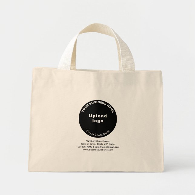 Mini Tote Bag Marque d'affaires en forme ronde noire (Devant)