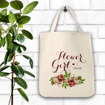 Mini Tote Bag Marsala Fleur Florale Rouge<br><div class="desc">Joli marsala bordeaux design floral pour ces sacs fourre-tout de mariage personnalisés</div>