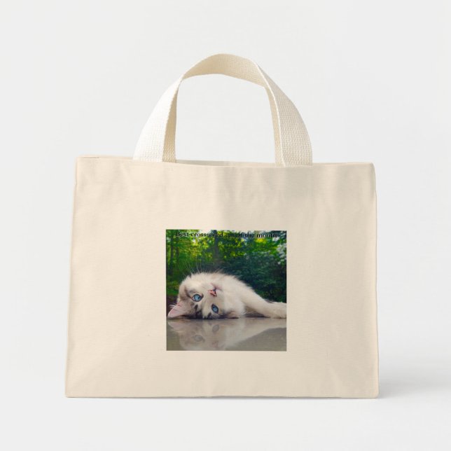 Mini Tote Bag Meilleur chat aux yeux louches (Devant)