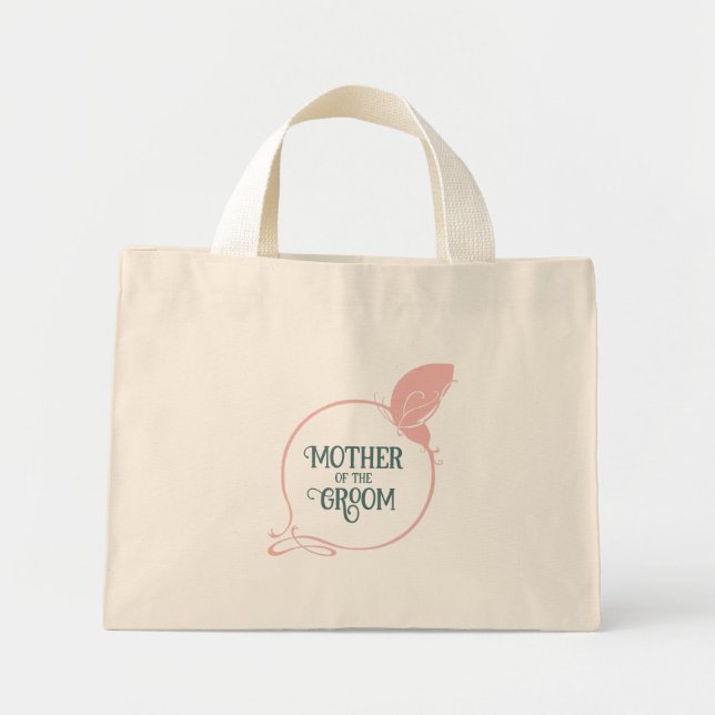 Mini Tote Bag Mère de la chambre Papillon rose Art Nouveau (Devant)