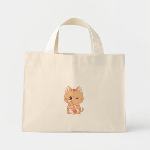 Mini Tote Bag mignon étudiant en chat Conception amoureux des