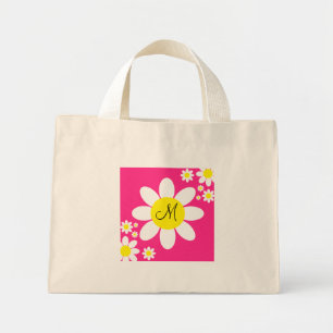 Mini Tote Bag Mignonne marguerites rose et blanc Floral unique i