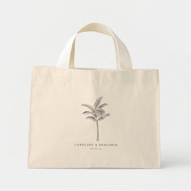 Mini Tote Bag Minimalist Palm Tree Destination Wedding Welcome  (Devant)