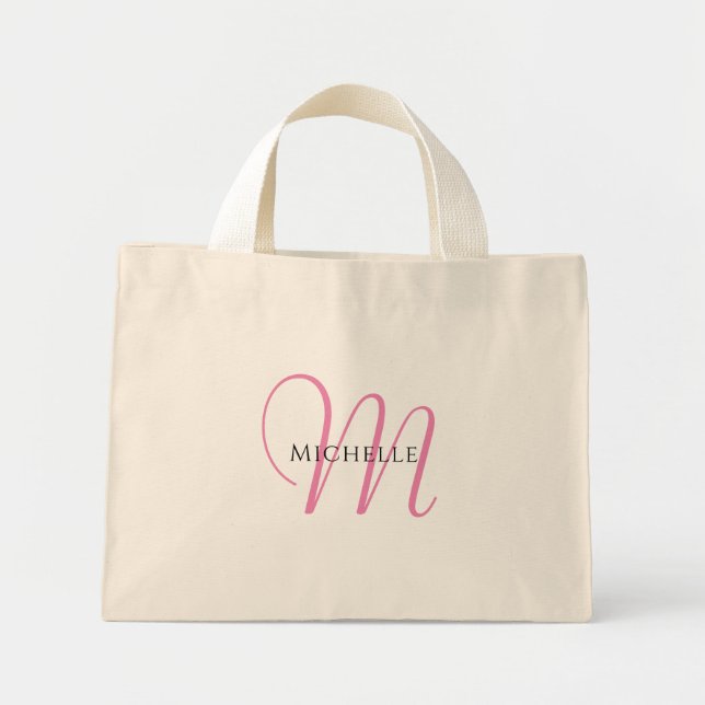 Mini Tote Bag Modern Tote Bags Initial Letter Monogram Template (Devant)