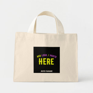 MINI TOTE BAG MODERNE ET MODERNE PERSONNALISABLE NOIR VÉRIFIÉ