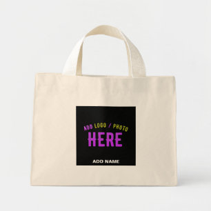 MINI TOTE BAG MODERNE ET MODERNE PERSONNALISABLE NOIR VÉRIFIÉ