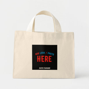 MINI TOTE BAG MODERNE ET MODERNE PERSONNALISABLE NOIR VÉRIFIÉ