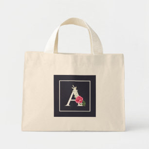 Mini Tote Bag Monogramme A en rose rose rose blanche et gris fon