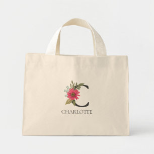 Mini Tote Bag Monogramme personnalisable floral moderne