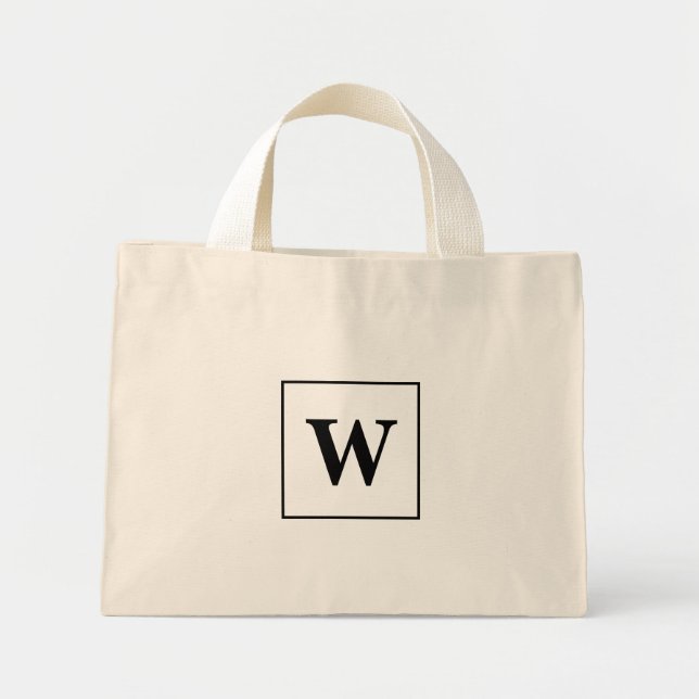 Mini Tote Bag Monogramme personnalisé Élégant initial (Devant)