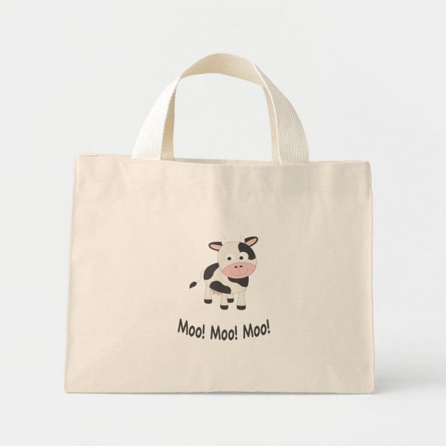 Mini Tote Bag Moo Moo Moo Cute Cartoon Vache (Devant)
