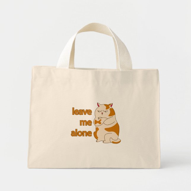 Mini Tote Bag Moody Grosse cat me laisse tranquille (Devant)