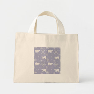 Mini Tote Bag Motif de Noël avec ours polaires et flocons de nei