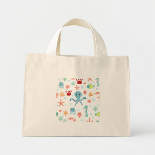 Mini Tote Bag Motif du monde marin