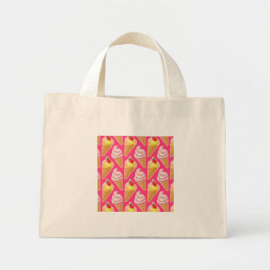 Mini Tote Bag Motif rose kawaii avec glace à la fraise