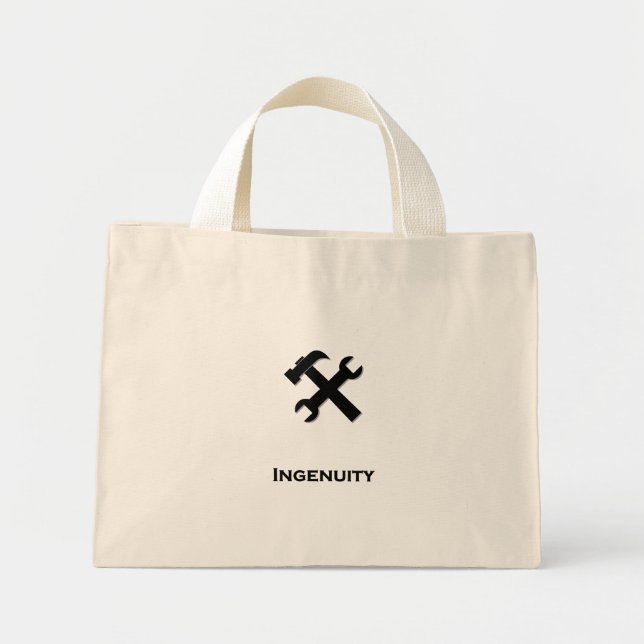 Mini Tote Bag Noir d'ingéniosité de la clé marteau (Devant)