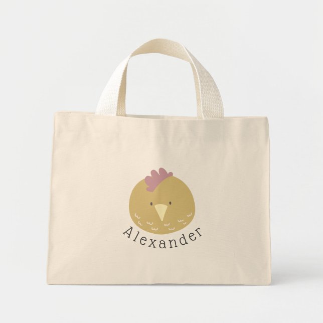 Mini Tote Bag Nom personnalisable Cute Chick (Devant)