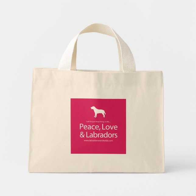 Mini Tote Bag Paix, Amour et Labradors (Devant)