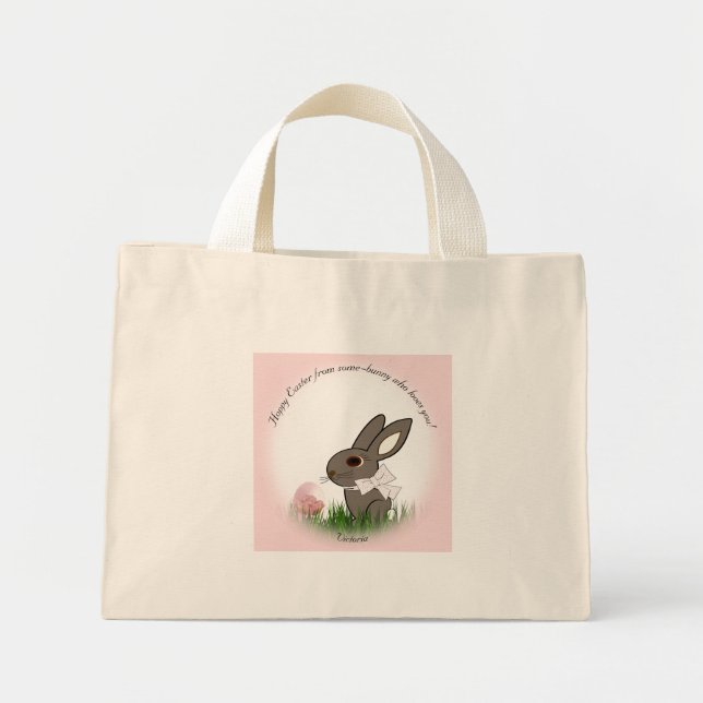 Mini Tote Bag Pâques chanceux de certains-lapins qui vous aime ! (Devant)