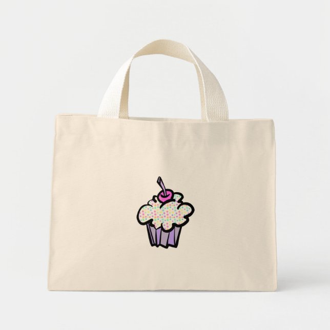Mini Tote Bag pastel dots cupcake (Devant)