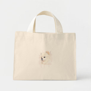 Mini Tote Bag Peinture aquarelle de chien Poméranie Mignon