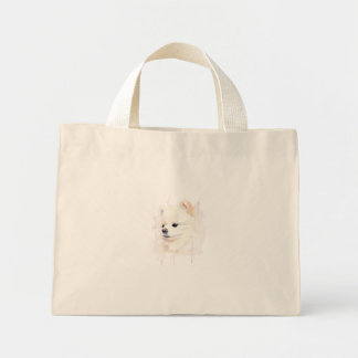 Mini Tote Bag Peinture aquarelle de chien Poméranie Mignon