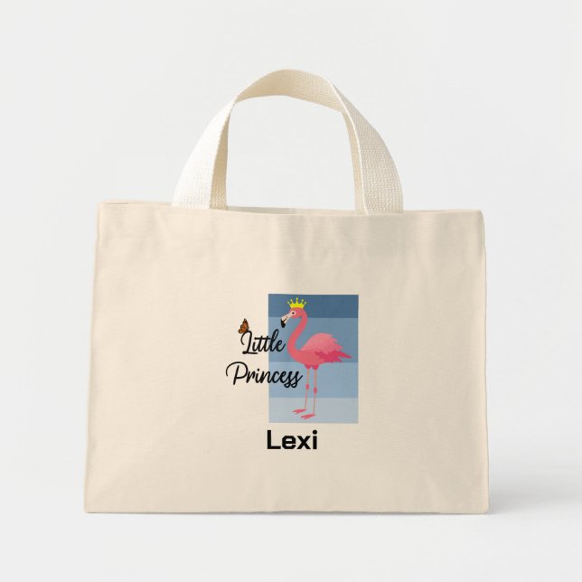 Mini Tote Bag Petite princesse Flamant rose rose - Tiny Fourre-t (Devant)