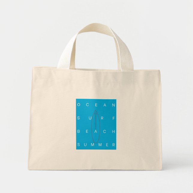 MINI TOTE BAG PLAGE DE SURF OCÉAN ÉTÉ (Devant)