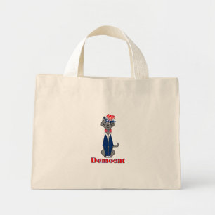 Mini Tote Bag Politique de vote démocratique de chats drôle