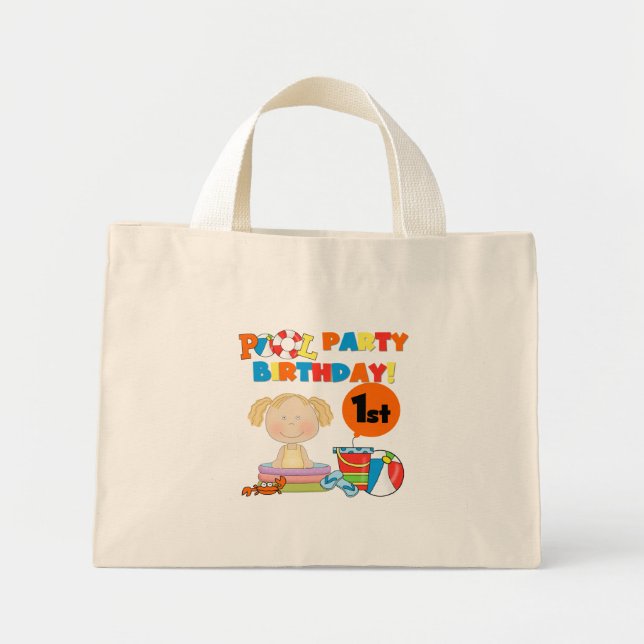 Mini Tote Bag Pool Party 1er Anniversaire T-shirts et cadeaux (Devant)